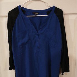 Express Black & Royal Blue Portofino Blouse